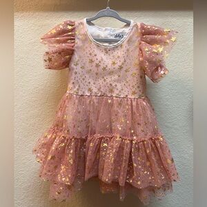 Lola + The Boys Pink Dress with Gold Stars